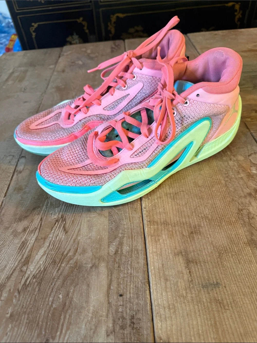 Jordan Men’s Pink and Aqua Athletic Sneakers